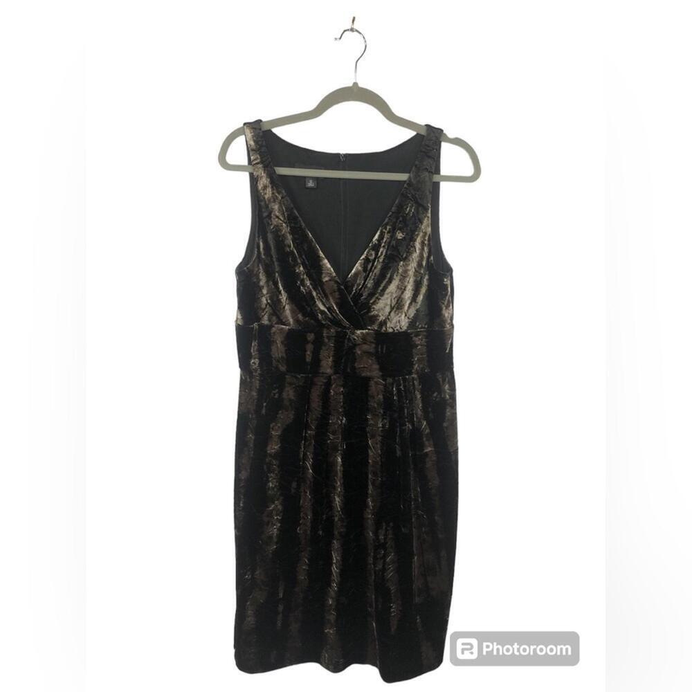 AB Studios Velour Party Dress V Neck Sleeveless Muted Stripe - Picture 1 of 9